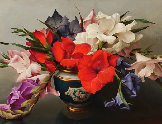 Composition florale aux glaïeuls